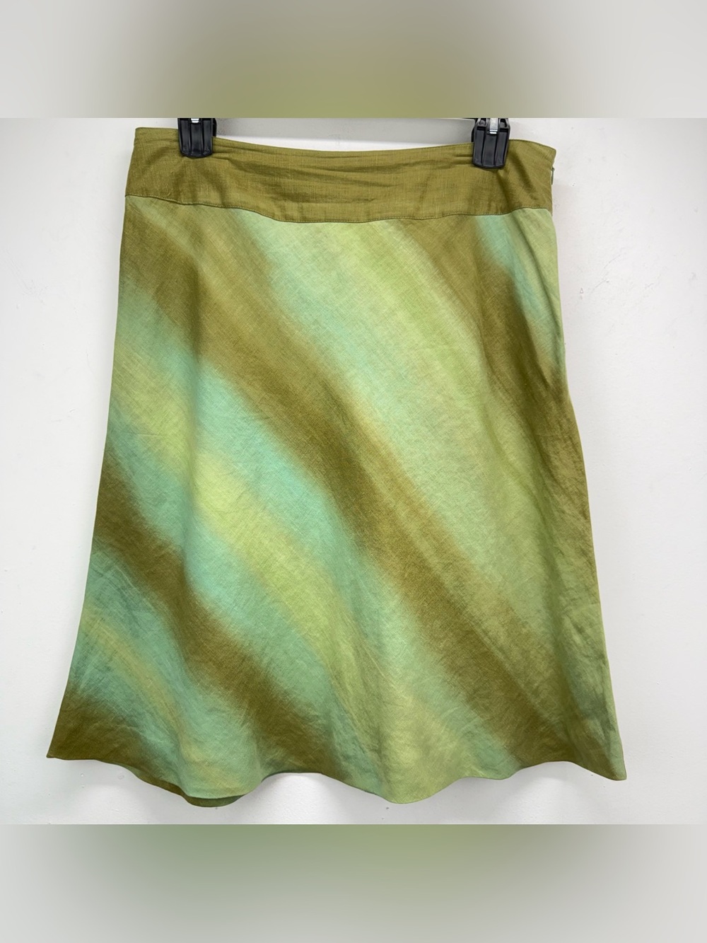 Merona size 14 Women’s Boho Y2K 2000s Green Turquoise Ombré Tie-Dye Linen Skirt